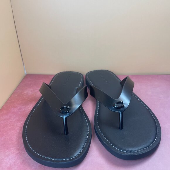 COACH BRIANNA LEATHER FLIP FLOP SANDALS (8) - Picture 3 of 14